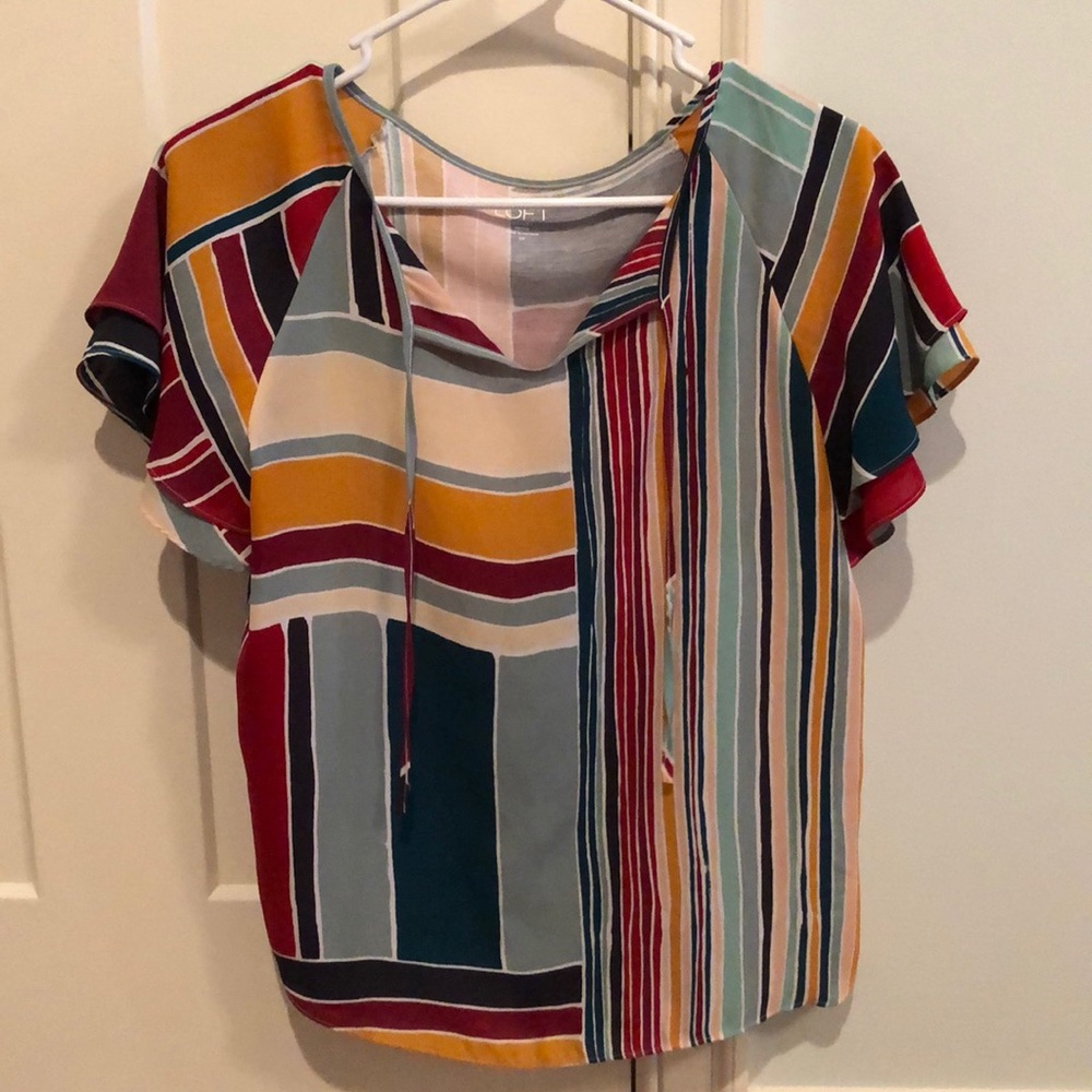 LOFT bold print multi color blouse